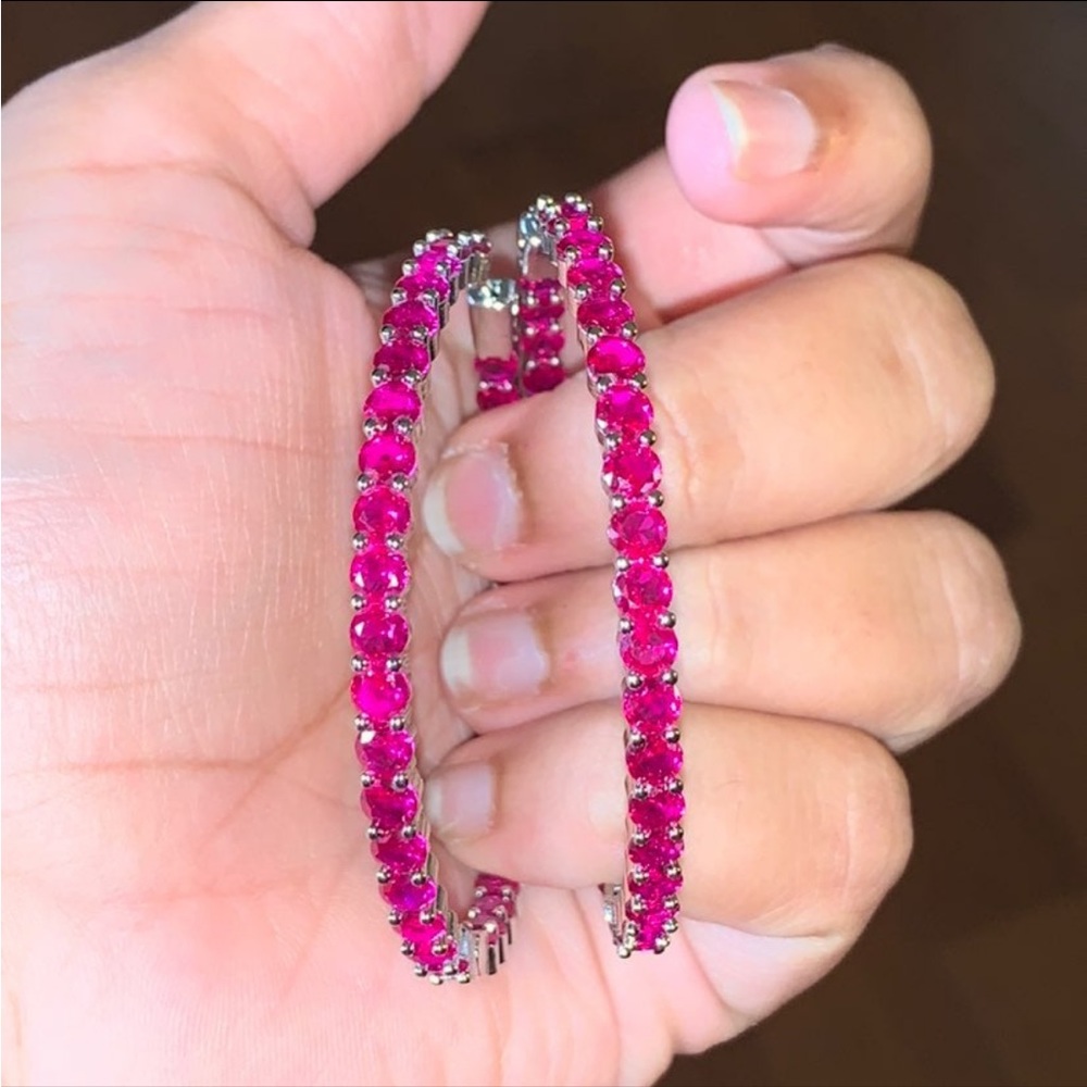 Ruby Big Inside Out Hoop Earring - image 2